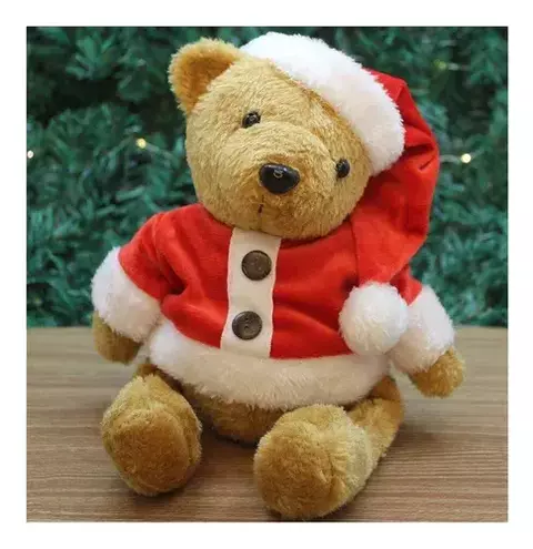Enfeite Urso com Roupa e Gorro 30cm Natal #