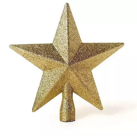 Ponteira Estrela Brocada com Glitter 21 cm Dourada #