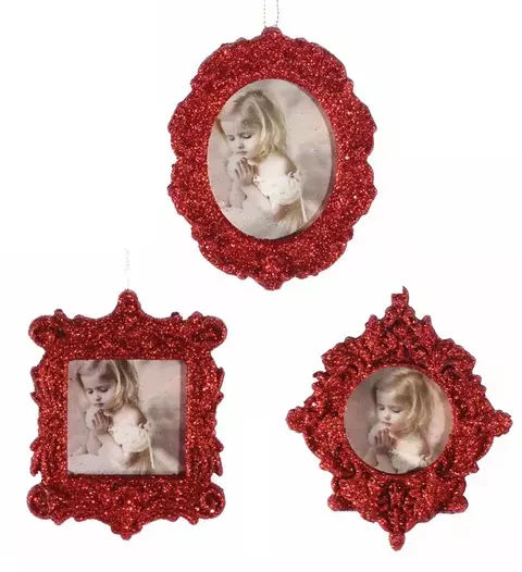 Enfeite Porta‑Retrato Glitter Vermelho 10 cm Magizi #