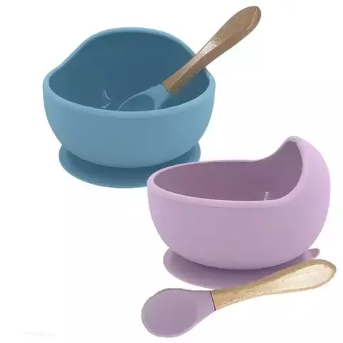 Pratinho de Silicone Infantil com Ventosa e Colher Treinamento Bebe #