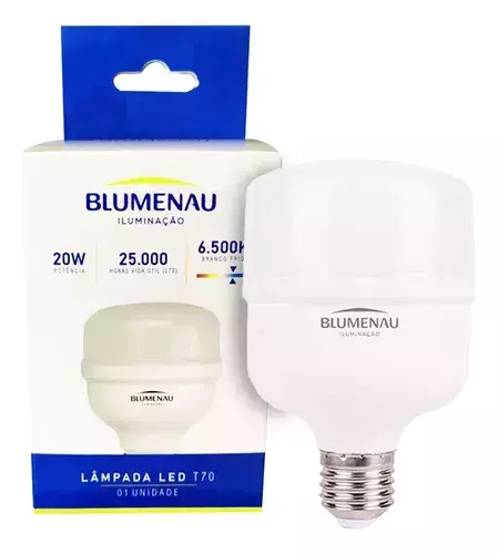 LÂMPADA LED T70 E27 20W 6500K BLUMENAU