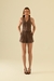Image of Conjunto short e colete risca de giz mocha