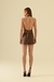Conjunto short e colete risca de giz mocha - Letih