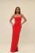 Vestido longo vermelho aviamento rubi - loja online