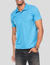 Polo Masculina Sem Bolso Basic Pique P.A - Cor Azul Médio - comprar online