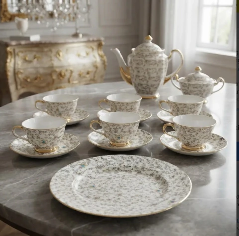 JUEGO DE PORCELANA TSUJI COMPLETO PARA 12 PERSONAS. COD: 106703