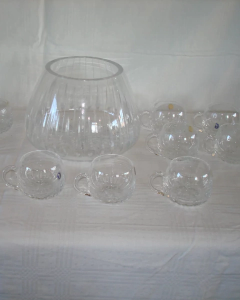 PONCHERA CRISTAL Y 12 TAZAS CRISTAL CRAFT IMPECABLE. cod: 61705 - comprar online
