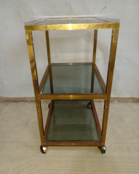 MESA RODANTE DE DISEÑO EN BRONCE TRES PLANOS MESITA BAR. - comprar online