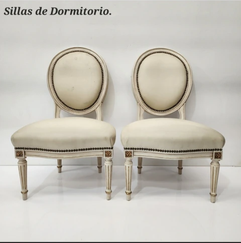 SILLA DE DORMITORIO O SALA ESTILO FRANCES LUIS XVI PATINA ORIGINAL. COD: 104913
