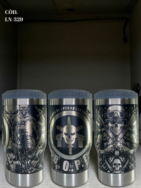 Copo Long Neck Térmico Bope Forças Especiais Com Arte Gravada Tática