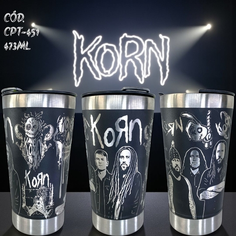 Copo Korn Térmico 473ml com Tampa e Abridor Inox - Rock