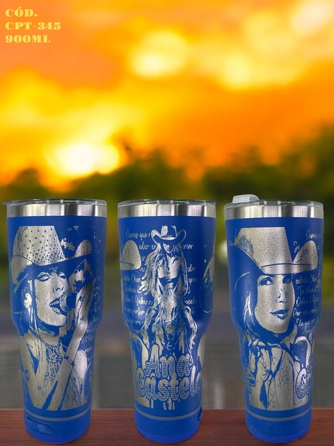 Copos Musicais Sem Fio Cantores de Sertanejo 900Ml com Tampa + Canudo