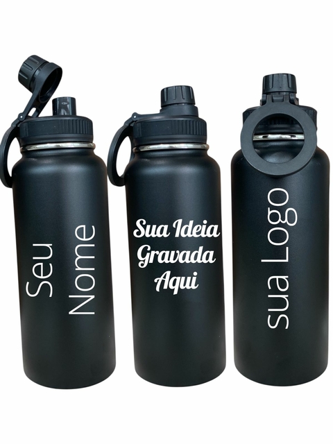 GARRAFA TÉRMICA INOX C/ FOTOGRAVAÇÃO A LASER | FRASES | NOMES /Suporte com Imã Magnético