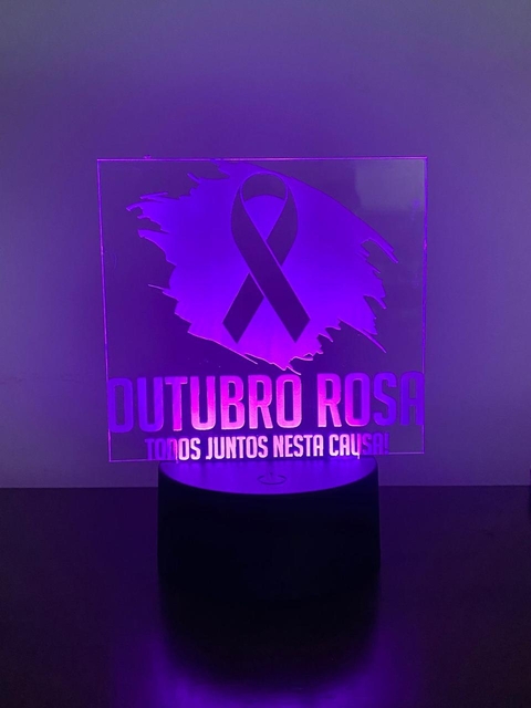 Luminária Led Acrílíca Personalizada Outubro Rosa Decorativa