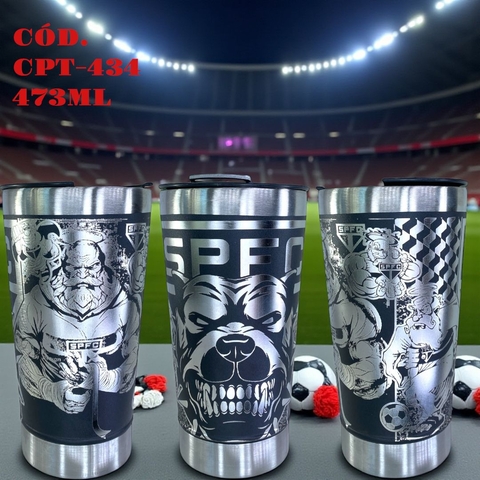 Copo Clube Futebol Térmico Inox 473ml com Tampa e Abridor