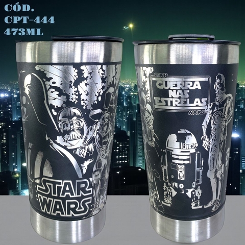 Copo Star Wars Térmico 473ml Inox com Tampa e Abridor - Gravação a laser
