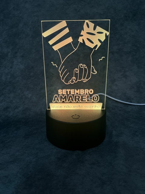 Luminária Led Acrílíca Personalizada Setembro Amarelo Decorativa