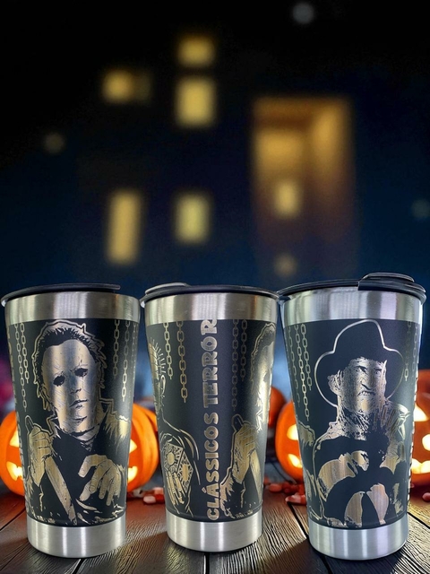 Copo Clássicos Terror| Térmico 473ml Inox Com Tampa E Abridor
