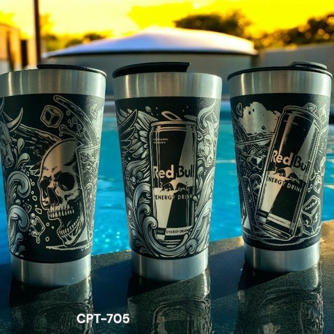 Copo Térmico Personalizado a Laser com Gravação 360º- Red Bull 473 ml com Tampa e Abridor