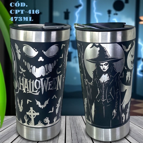Copo do Halloween Térmico 473ML com Tampa e Abridor Personalização a Laser