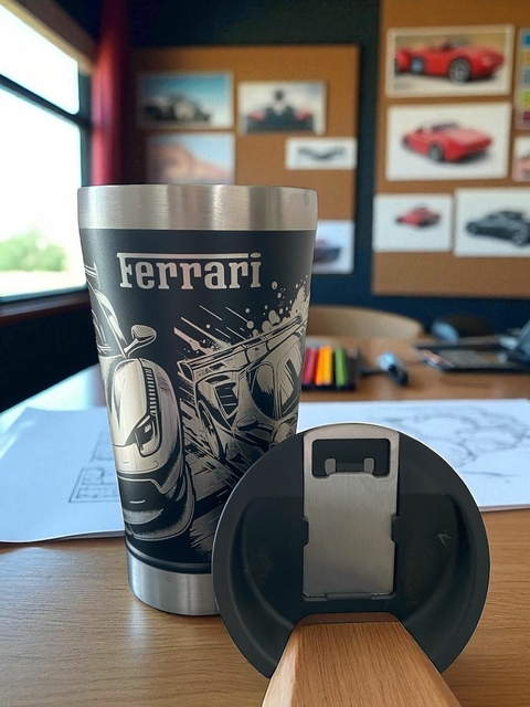 COPO FERRARI 473ML TÉRMICO\ INOX PERSONALIZADO A LASER