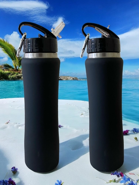 Garrafa Inox 750ml Térmica Com Tampa Canudo E Chaveiro Para Esportes