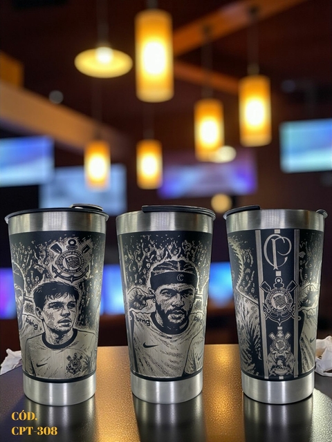 Copo Clube Futebol 473ml Térmico Com Tampa E Abridor