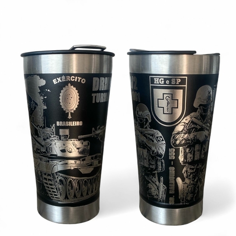 Copo Térmico Militar Personalizado Inox 473ml- Exército Brasileiro| Gravação a Laser