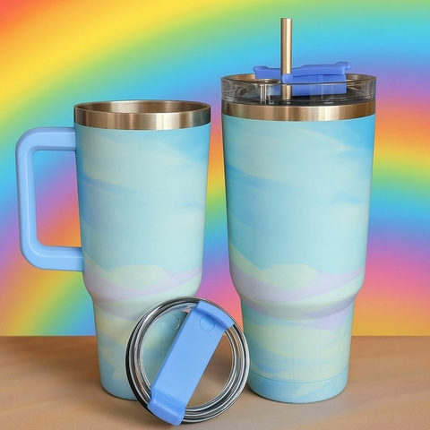 Copo Térmico de Cerveja 1200ml com alça e Canudo de Aço Inox Tampa Acrílico