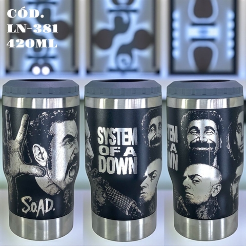 Copo System Of A Down Térmico Inox Personalização a Laser Inclui Tampa e Abridor