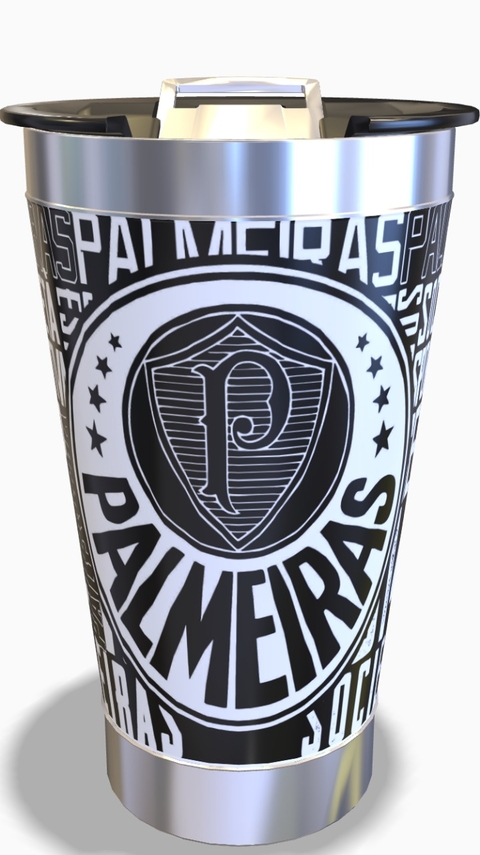 Copo Palmeiras Térmico Inox 473ml com Tampa e Abridor