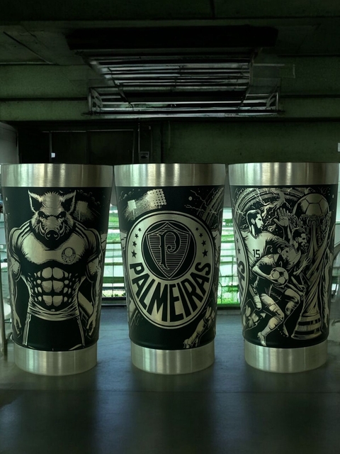 Linha Palmeiras Garrafas e Copo Térmicos Personalização a Laser