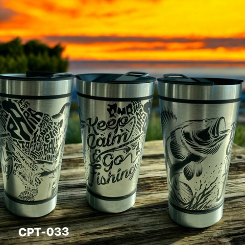 Copo Térmico Personalizado a Laser com Gravação 360º -Estampa Pesca Esportiva