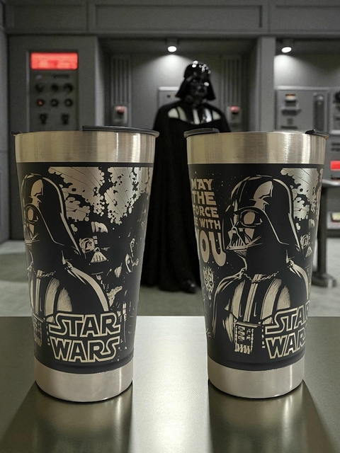 Copo Star Wars Inox Com Tampa E Abridor\ Gravado A Laser