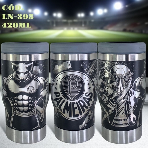 Copo Porta Long neck Palmeiras Personalizado 2 Tampas Abridor Cerveja 420ml