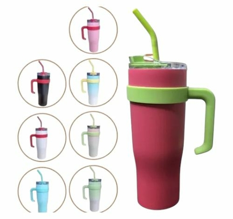 Copo Térmico de Cerveja 1200ml com alça e Canudo de Aço Inox Tampa de acrílico