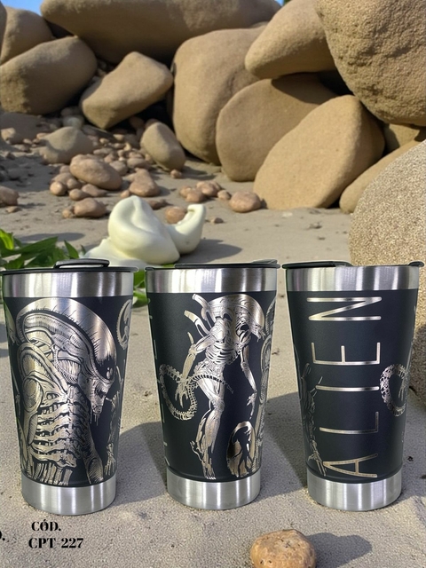 Copo Alien Térmico 473ml Inox Com Tampa E Abridor