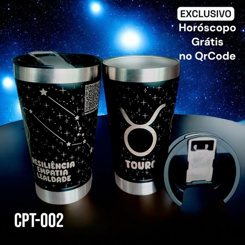 Copo Térmico de signos Personalizado a Laser com Gravação 360° Diversos signos - com Abridor e Tampa - 473ml