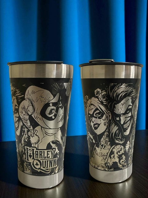 COPO TÉRMICO INOX HARLEY QUINN PERSONALIZADO A LASER 473ML