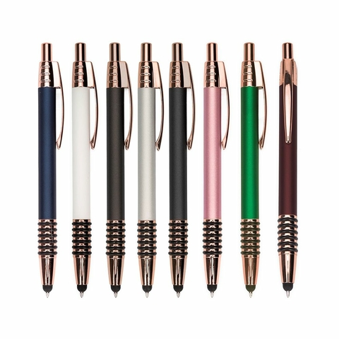 CANETA METÁLICA COM DETALHES EMBORRACHADOS\PERSONALIZADA LOGO\NOME