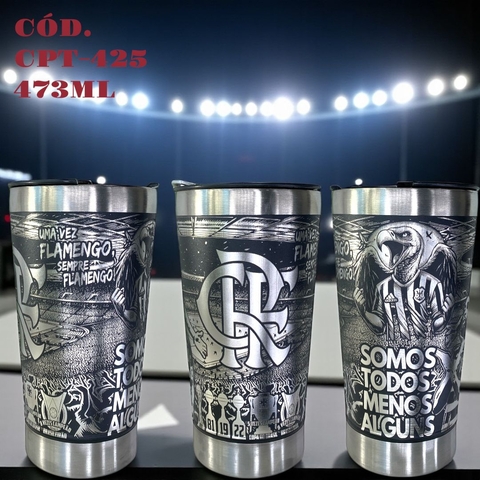 Copo Flamengo Térmico 473ml Inox com Tampa e Abridor- Gravação a Laser