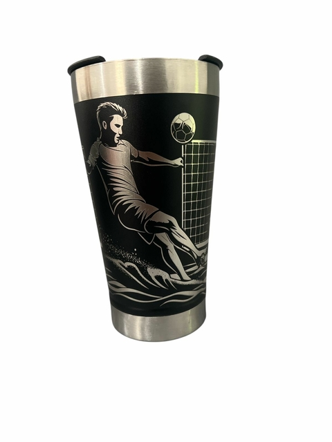 Copo Futebol de Areia Térmico Inox 473ml Personalizado a Laser