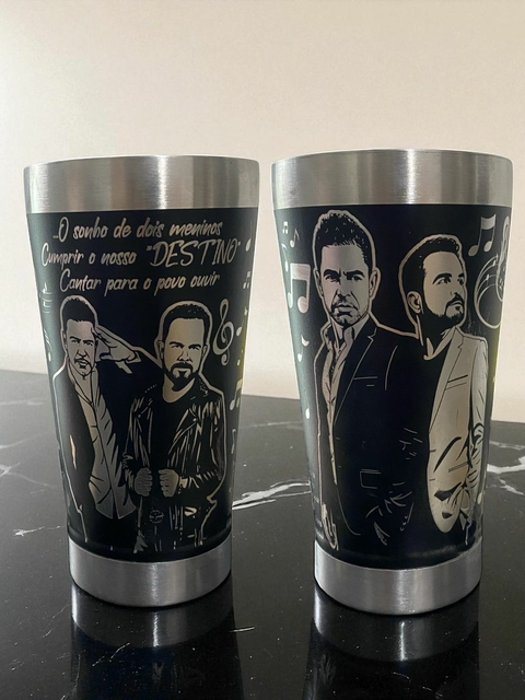 Copo Zezé De Camargo & Luciano Térmico Com Tampa E Abridor
