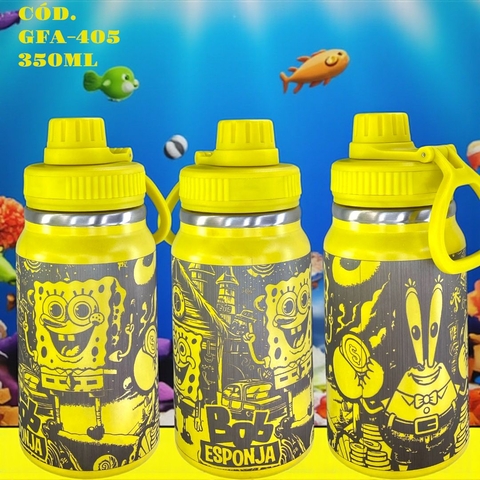 Mini Garrafa 350ML & Copo Cuia 350ML- Bob Esponja Inox Térmico Personalização a Laser