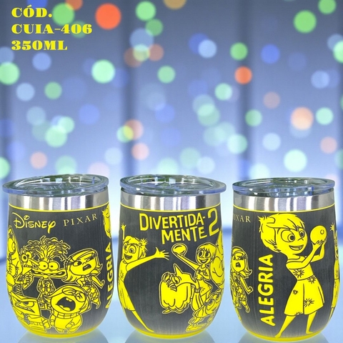 Copo Cuia Divertida Mente 2 350mL Inox| Disney Pixar com Tampa