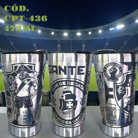 Copo Vasco da Gama Térmico Inox 473ML com Tampa e Abridor