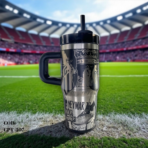 Copo Canudo Neymar Jr Clube Futebol 420ml Inox A Laser