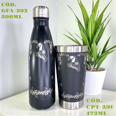 Copo Térmico 473ML| Garrafa Boliche 500ML Inox Estampa de Tucano