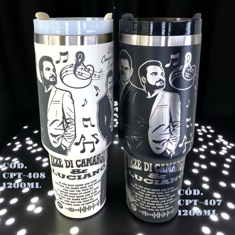 Copo Canudo Zezé Di Camargo & Luciano 1200ml Térmico Inox com Alça | Sertanejo