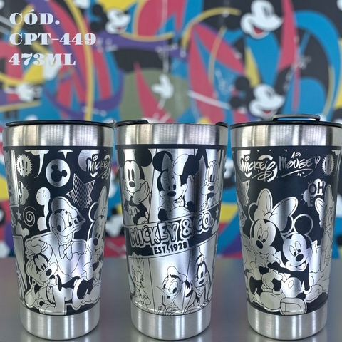 Copo Mickey & Friends Térmico 473ml Inox - Retrô Gravado a Laser| Estilo e Diversão